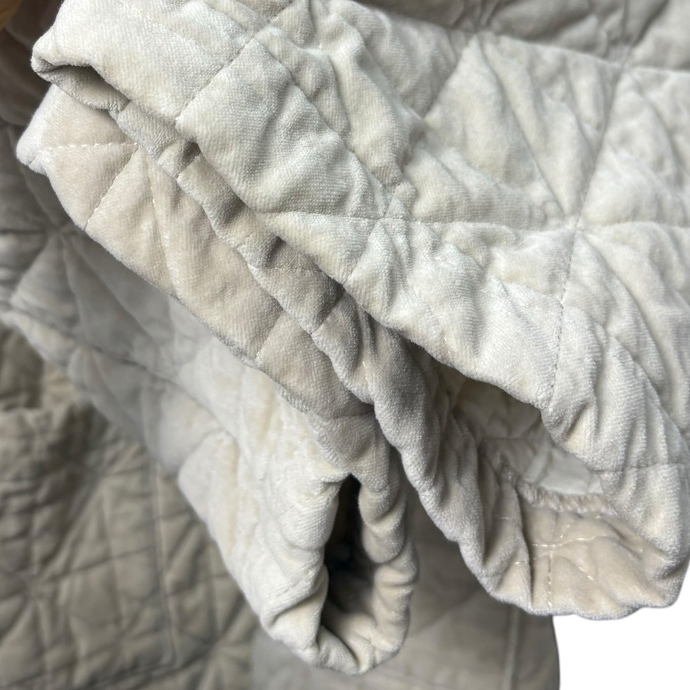 Self Contrast Made in USA Quilted Velvet Beige Kimono Style Jacket Oversized M - Picture 5 of 13